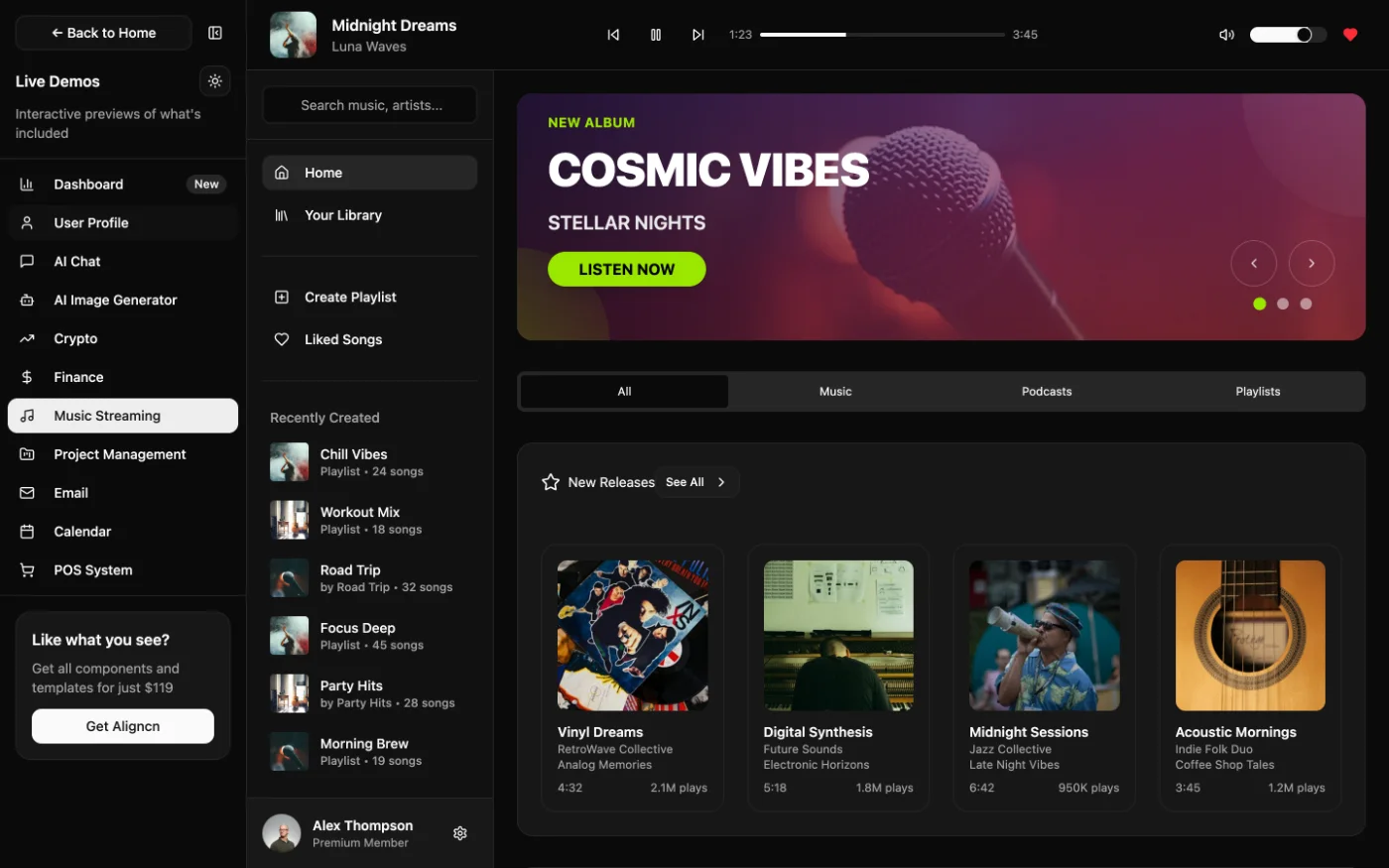 Music streaming template