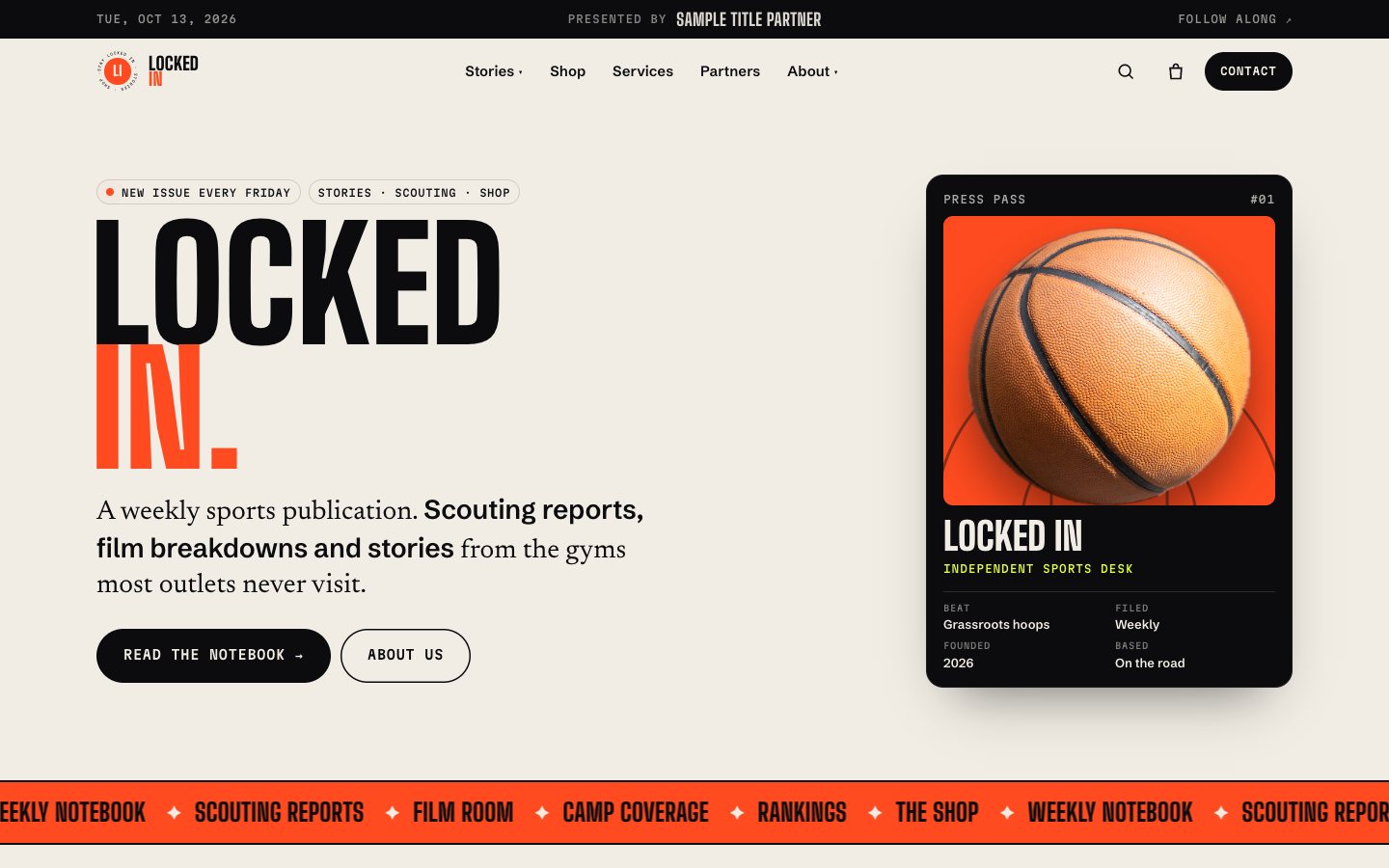 Locked In home page